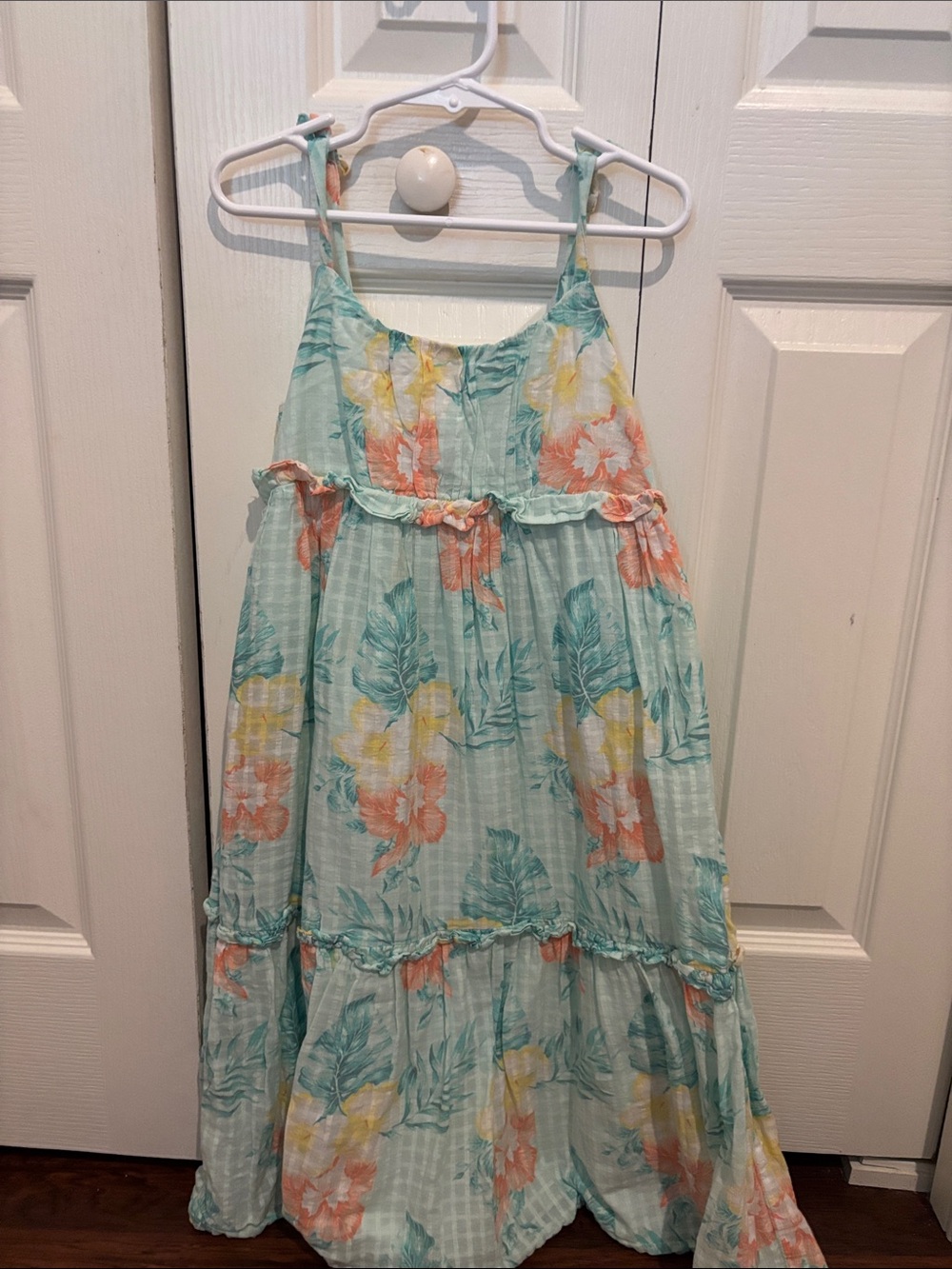 Janie and Jack Mint Floral Tiered Sundress with Coral and Yellow Blooms
